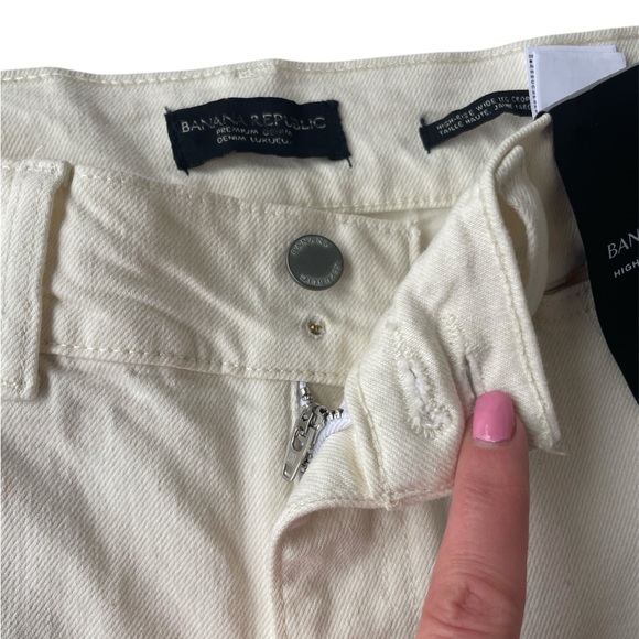 Banana Republic Premium Denim Ivory High Rise Wide Leg Crop Size 27 NWT Defect - Picture 4 of 4